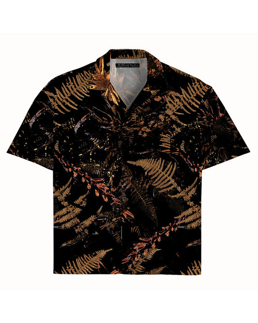 UDO Short Sleeve Camp Shirt | Burnt Protea Print | Black