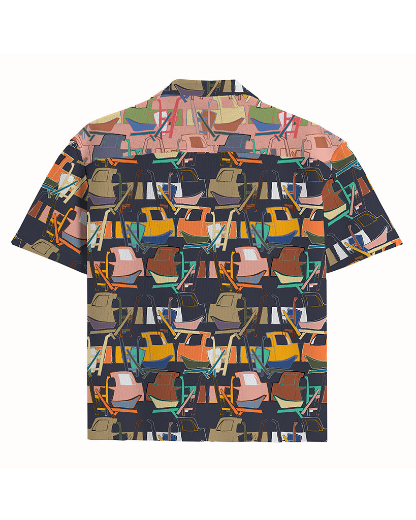 Udo Short Sleeve Camp Shirt | Trucks and Stuffs Print | PurpBlu
