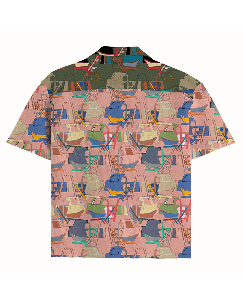 UDO Short Sleeve Camp Shirt | Trucks and Stuffs Print | Pink