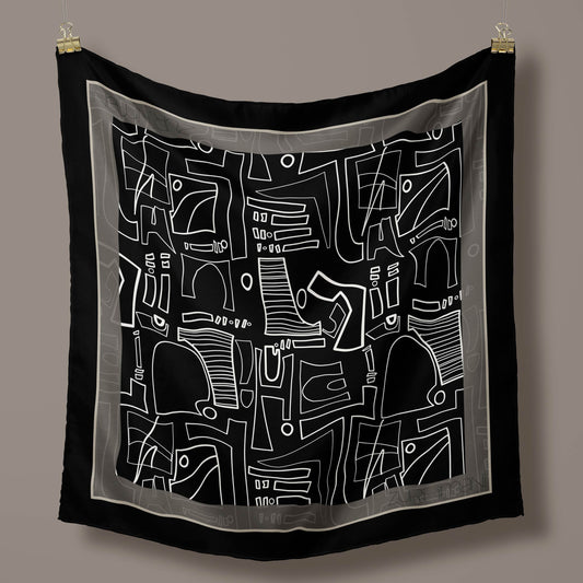 Lines and Crossroads Black Scarf