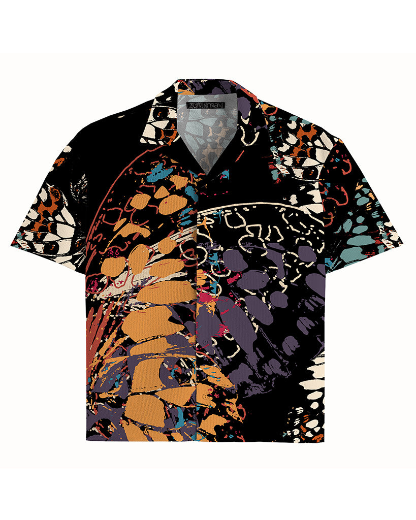 Udo Short Sleeve Camp Shirt | Maya's Butterfly Print